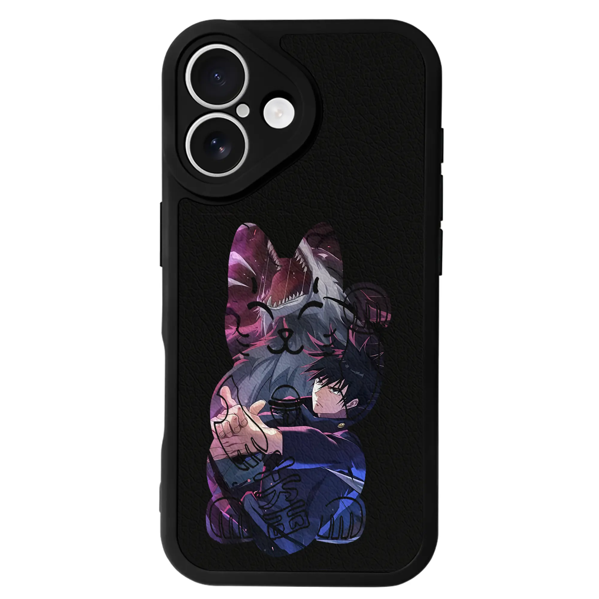 呪術廻戦 グッズ,伏黒 恵 - IPhone 16シリーズ対応 ・ シリコンスマホケース ・ レザー調 ・ 高精度フィット ・ 耐衝撃 ・ ワイヤレス充電対応 ・ 精密カット